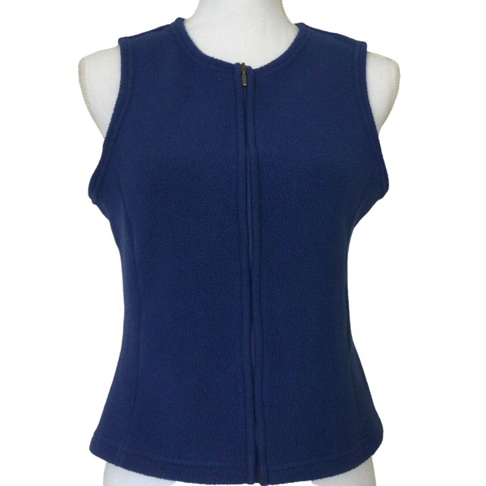LL Bean Vintage 90s Womens XS 2-4 Fleece Vest Blue Full Zip Casual Warm